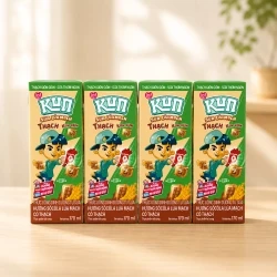 Lốc 4 hộp sữa tươi tiệt trùng Kun hương socola lúa mạch có thạch 170ml