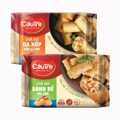 Combo chả giò da xốp nhân tôm thịt 400g và bánh rế hải sản 500g CJ Cầu Tre