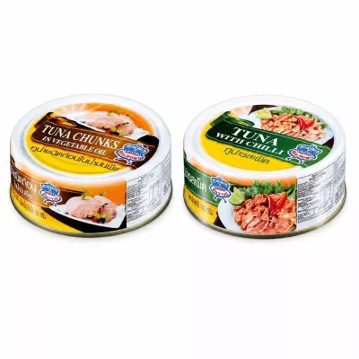 Combo cá ngừ sốt ớt 140g và xắt khúc ngâm dầu thực vật 140g