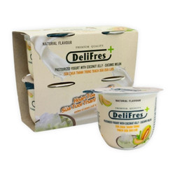 Lốc sữa chua thanh trùng thạch dưa lưới Delifres hũ 80g (4 Hộp)