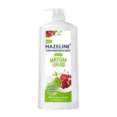 Sữa tắm dưỡng sáng matcha lựu đỏ Hazeline chai 800g