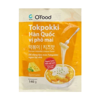 Bánh gạo Tokpokki Hàn Quốc vị phô mai O'food gói 140g