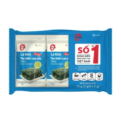 Lốc 3 gói rong biển lá kim tảo biển cao cấp O'Food 15g