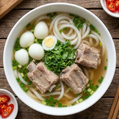 Bánh canh trứng cút sườn non dai mềm, nước dùng ngọt thanh