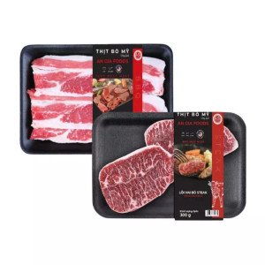 Combo lõi vai bò Mỹ steak 300g và ba chỉ bò Mỹ 200g