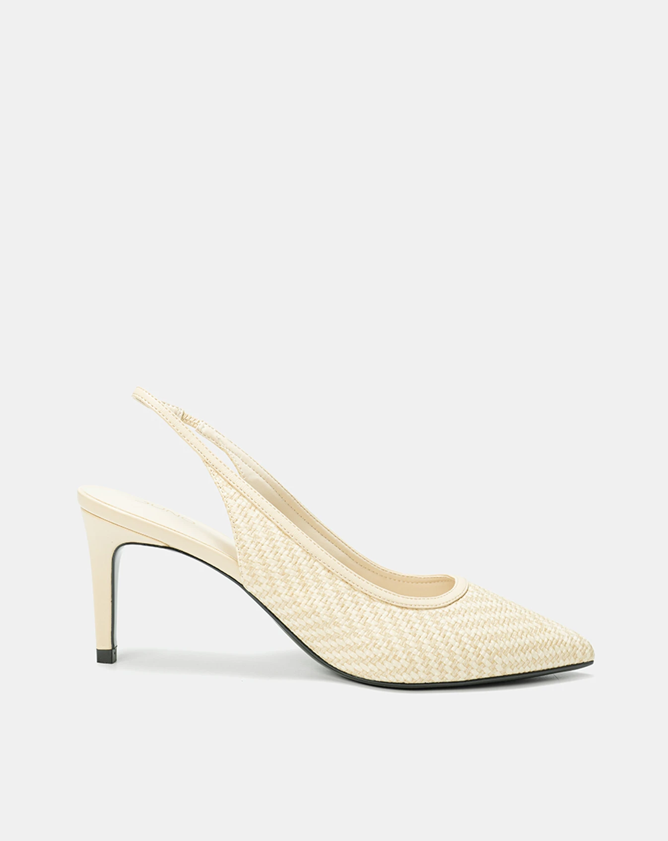 Giày Cao Gót Slingback Phối Chất Liệu Đan - Image 1