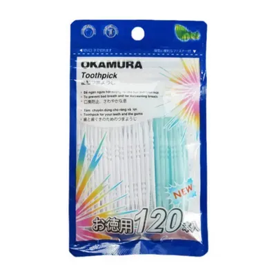 Tăm nhựa kẻ răng Okamura túi 120 cây