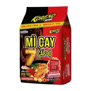 Lốc 10 gói mì Koreno Jumbo cay 7 cấp độ vị tôm chua cay 101g