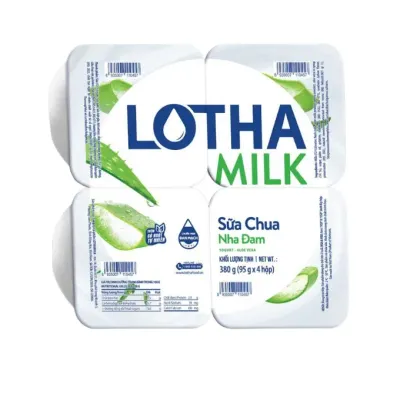 Lốc 4 hộp sữa chua ăn nha đam Lothamilk 95g