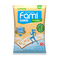 Sữa đậu nành canxi Fami ít đường gói 200ml
