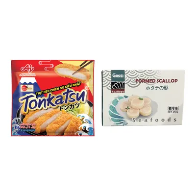 Combo Thịt heo chiên xù Ajinomoto kiểu Nhật gói 240g + Sò điệp Nissi ép đông lạnh hộp 250g