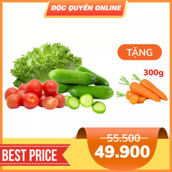 Combo xà lách thủy tinh, dưa leo baby và cà chua cherry