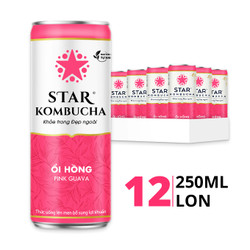 Trà lên men bổ sung lợi khuẩn vị ổi hồng Star Kombucha lon 250ml (12 Lon)