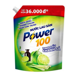 Nước lau sàn tinh dầu chanh sả Power100 túi 3.2kg (1 Túi)