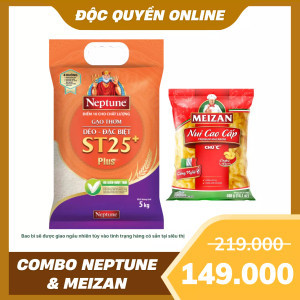 Neptune & Meizan: Gạo ST25+ 5kg và Nui cao cấp chữ C 400g