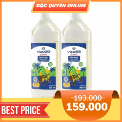 Combo 2 chai dầu dừa tinh khiết Vietcoco chai 500ml x 2