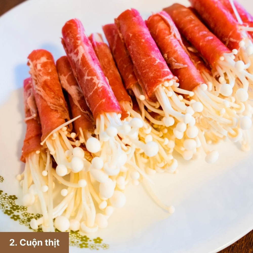 Bí quyết làm bò cuộn nấm kim châm thơm ngon