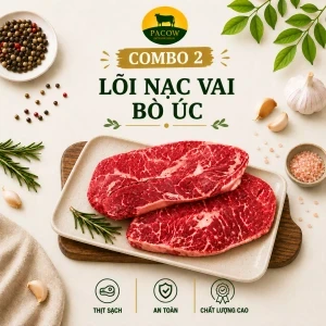 Combo 2 gói bắp vá (lõi nạc vai) bò Úc (Oyster Blade) Pacow 500g