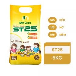 Gạo thơm đặc sản ST25 Mê Gạo túi 5kg (1 Túi)