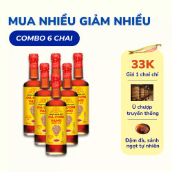 Combo 6 chai nước mắm cá cơm vàng ruột đỏ Làng Chài Xưa chai 500ml