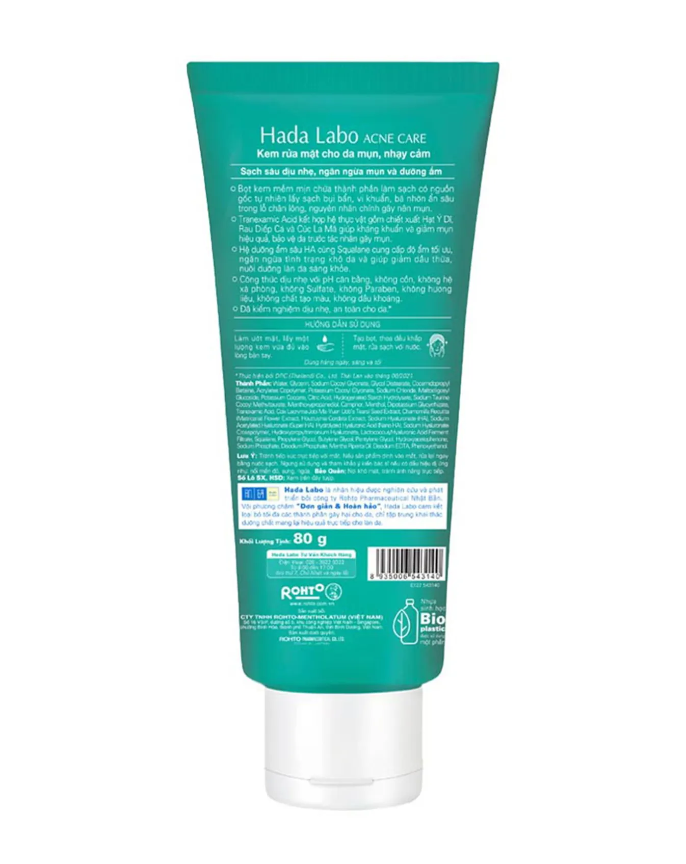 Kem Rửa Mặt Sạch Sâu Và Ngăn Ngừa Mụn Hadalabo Acne Care Calming Cleanser 80g - Image 4