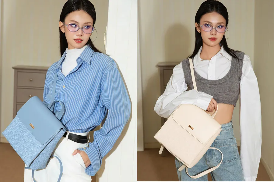 Balo Nữ Nắp Gập Phối 2 Chất Liệu: Chọn Màu Nào Dễ Phối?