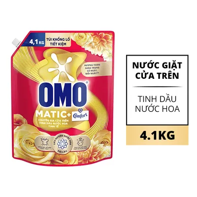 Nước giặt Comfort tinh dầu nước hoa tinh tế cửa trên Omo túi 4.1kg