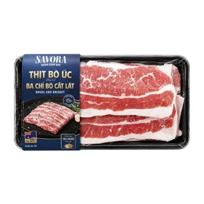 Ba chỉ bò Savora Úc cắt lát đông lạnh khay 200g