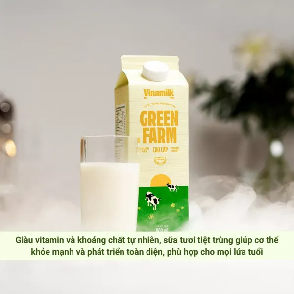 Combo 2 hộp sữa thanh trùng không đường Green Farm Vinamilk 900ml
