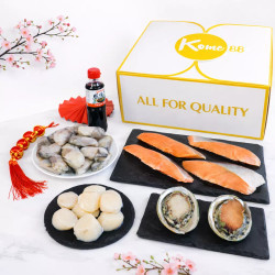 Seafood Combo Bào Ngư, Sò Điệp, Hàu Thịt, Cá Hồi Kome88 (1 hộp)