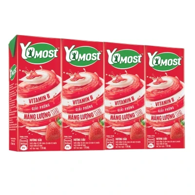 Lốc 4 hộp sữa chua uống Yomost vị dâu 170ml