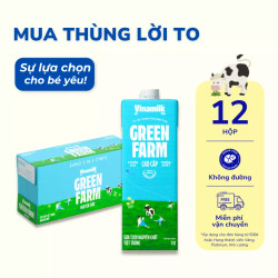Thùng sữa tươi tiệt trùng Green Farm không đường Vinamilk hộp 1L (12 Hộp)