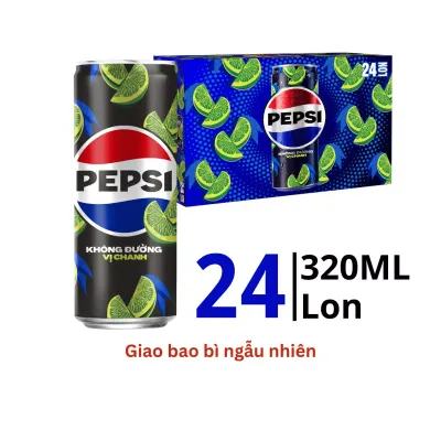 Thùng 24 lon nước ngọt Pepsi vị chanh zero calo 320ml