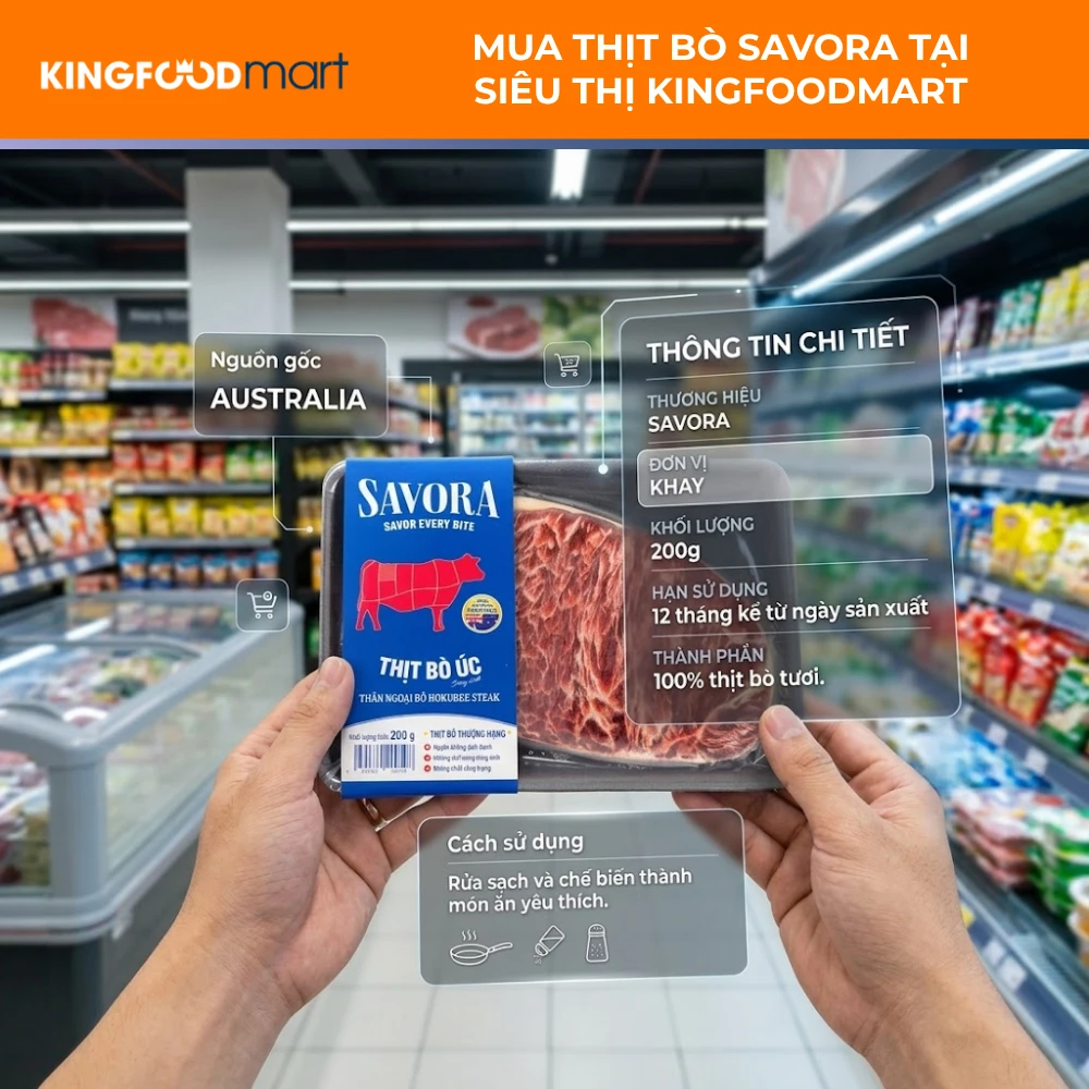 Lựa chọn thăn bò Savora tại Kingfoodmart để đảm bảo độ tươi sạch tuyệt đối cho món Carpaccio bò.