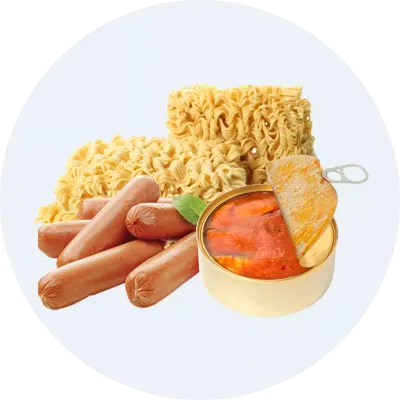 Mì gói, xúc xích, đồ hộp