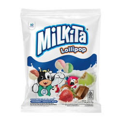 Kẹo mút sữa vị hỗn hợp (dâu, socola, dưa) Milkita gói 90g (1 Gói)