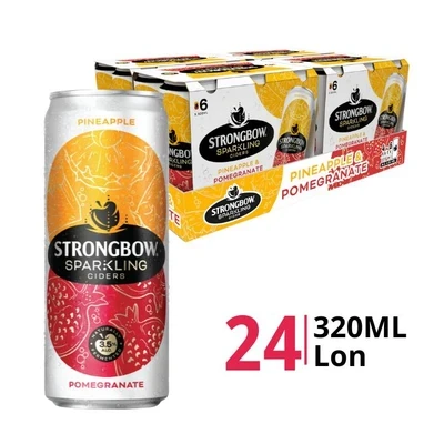 Thùng 24 lon nước trái cây lên men 3.5% Strongbow vị thơm và lựu 320ml