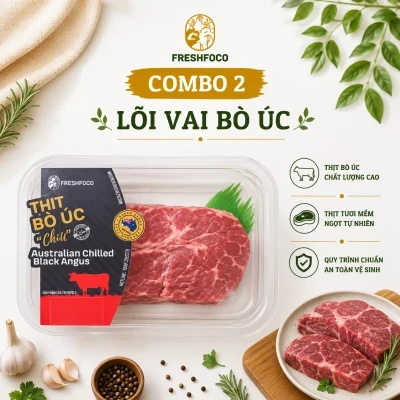 Combo 2 khay lõi vai bò Úc Steak Freshfoco 225g