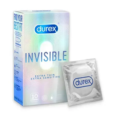 Bao cao su Invisible Extra Thin Extra Sensitive Durex hộp 10 cái