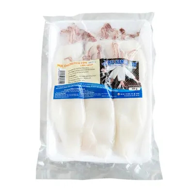 Mực ống nguyên con làm sạch loại A 10-12cm Hải Nam khay 500g