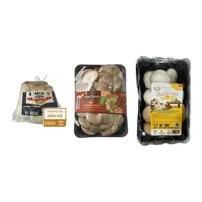 Combo Chả nấm chay: Nấm đùi gà Bắc Âu + Nấm bào ngư xám non Nấm Xanh + Nấm mỡ mix nâu, trắng Việt Nam