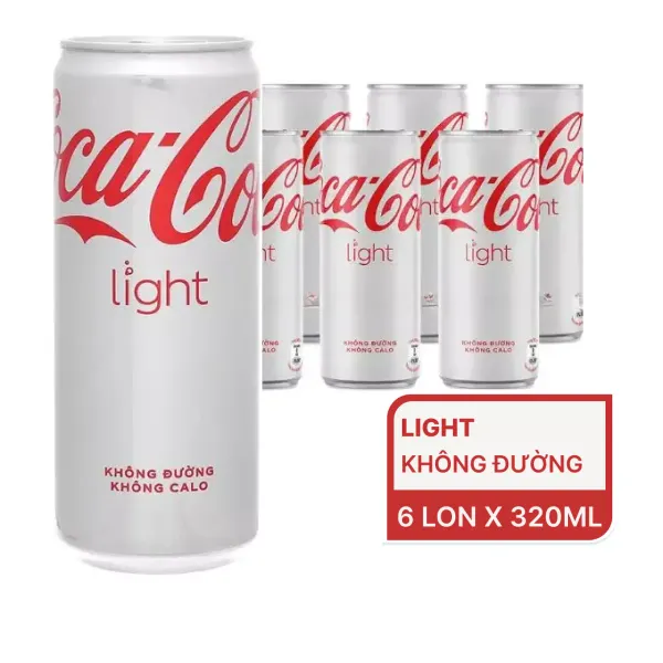 Lốc 6 lon nước ngọt CocaCola Light 320ml