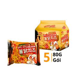 Lốc mì trộn gà cay phô mai ABC gói 80g (5 Gói)