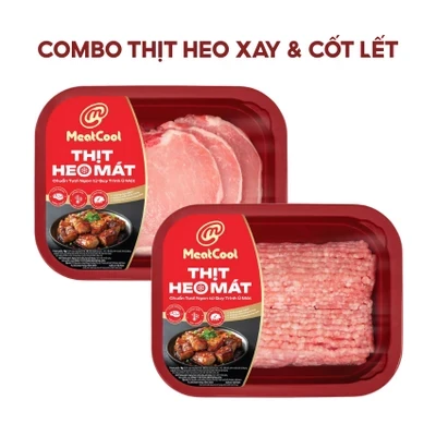 Combo Meatcool: Thịt heo xay và cốt lết 360-440g/khay