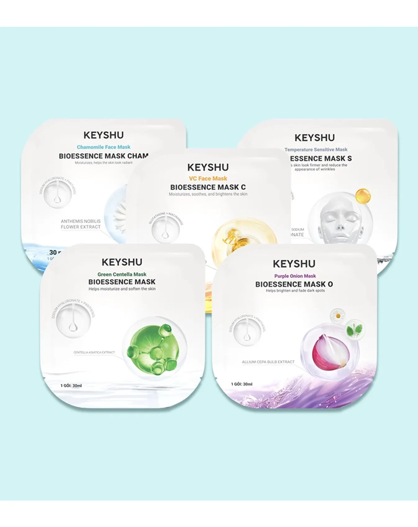 Mặt Nạ Keyshu Cúc La Mã Bioessence Mask Cham Chamomile Fiber 30ml - Image 3