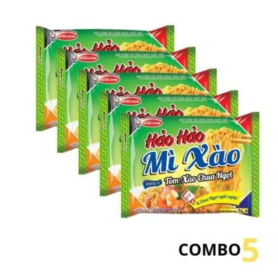 Combo 5 gói mì xào khô Hảo Hảo tôm xào chua ngọt Acecook 75g