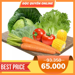 Combo rau củ 5 loại: bắp mỹ, cà rốt, cà chua beef, xà lách thủy tinh, bắp cải trắng