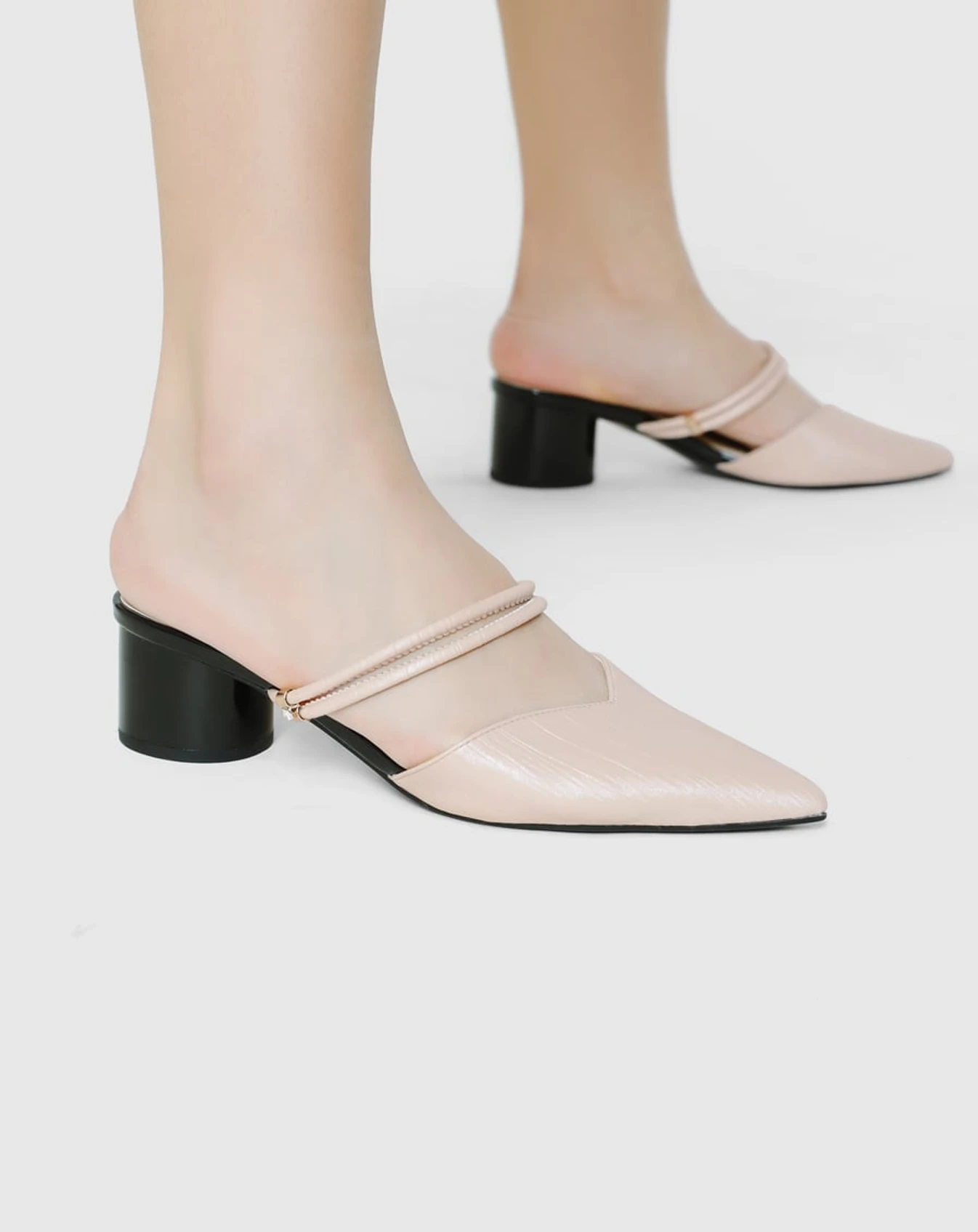 Giày Mules Mũi Nhọn Gót Trụ - Image 2