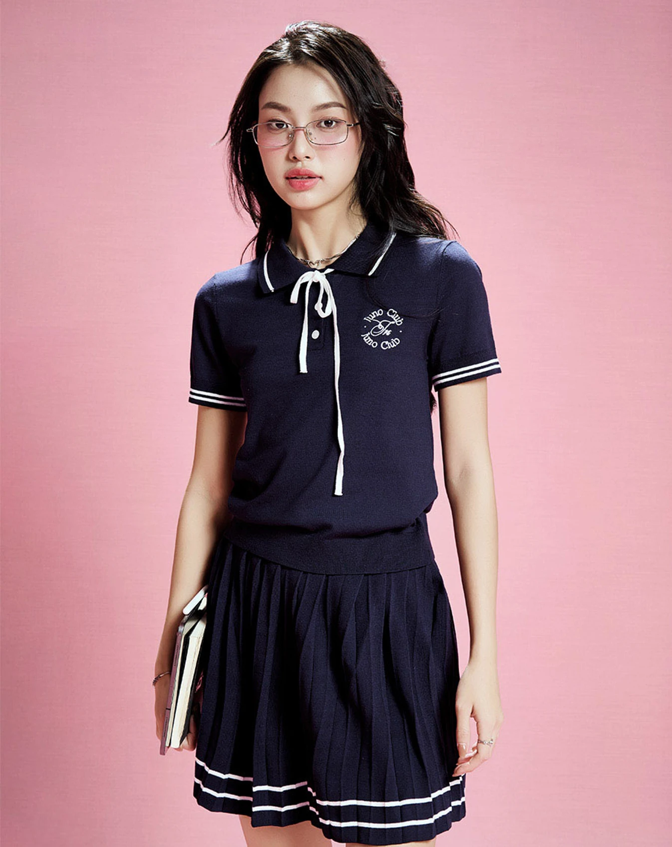 Áo dệt kim cổ polo thêu chữ - Image 3