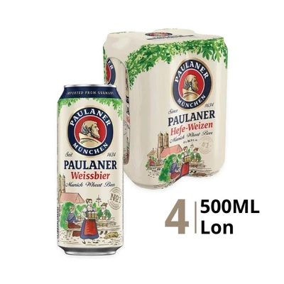 Lốc 4 lon bia Paulaner Munich Wheat 5.5% 500ml